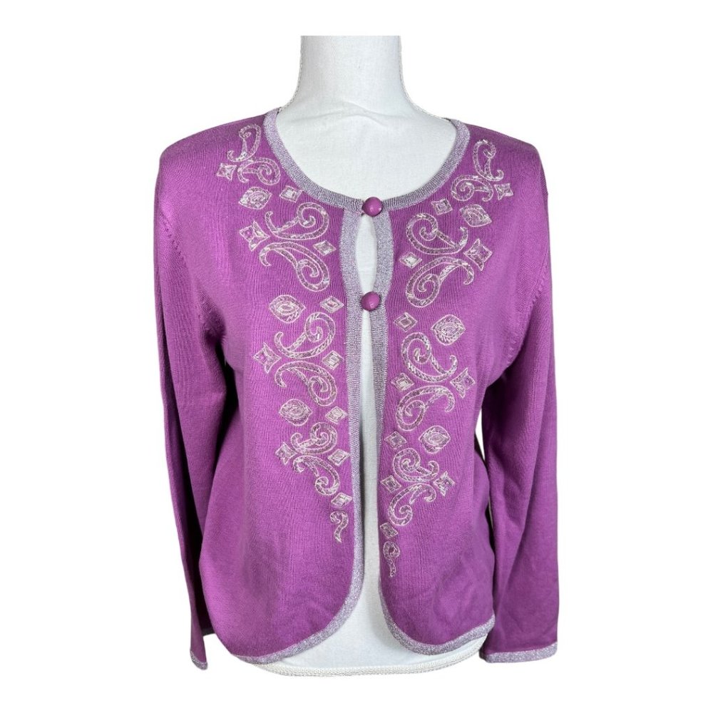 Bob Mackie Beaded Cardigan Sweater‎